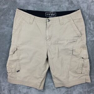 Fox Racing Cargo Shorts Mens 36 Khaki Beige Y2K Cotton Pockets Moto 11 " Inseam